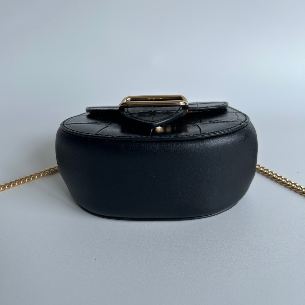 Coach Morgan Mini Wallet Card Case on a Chain Black Croc Embossed Leather CN379 - Picture 4 of 10